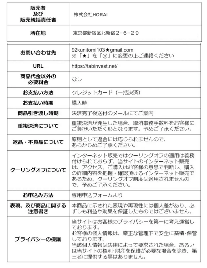 副業コンパスの特定商取引法に基づく表記は